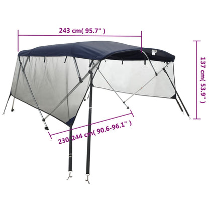 4-Bow Bimini-Top Mit Mesh-Seitenteilen Blau