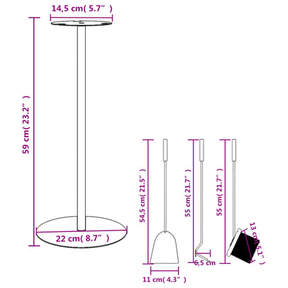 4-Teiliges Kaminbesteck-Set 22 X 59 Cm Stahl