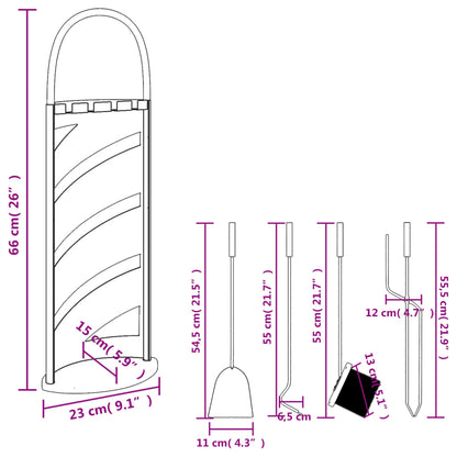 5-Teiliges Kaminbesteck-Set 23 X 15 X 66 Cm Stahl