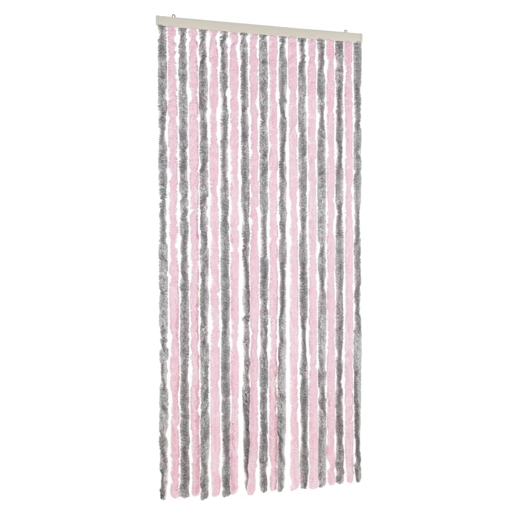 Fliegenvorhang Silber Chenille Grau Und Rosa