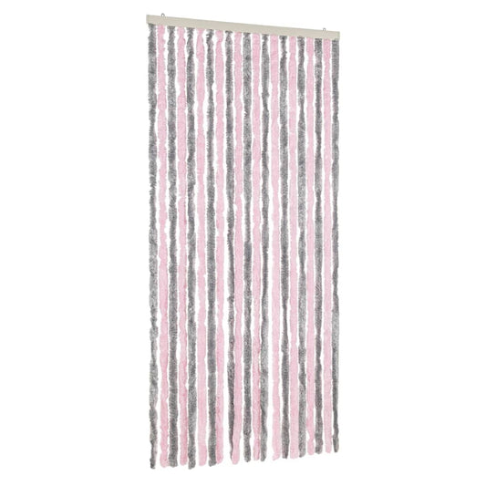 Fliegenvorhang Silber Chenille Grau Und Rosa