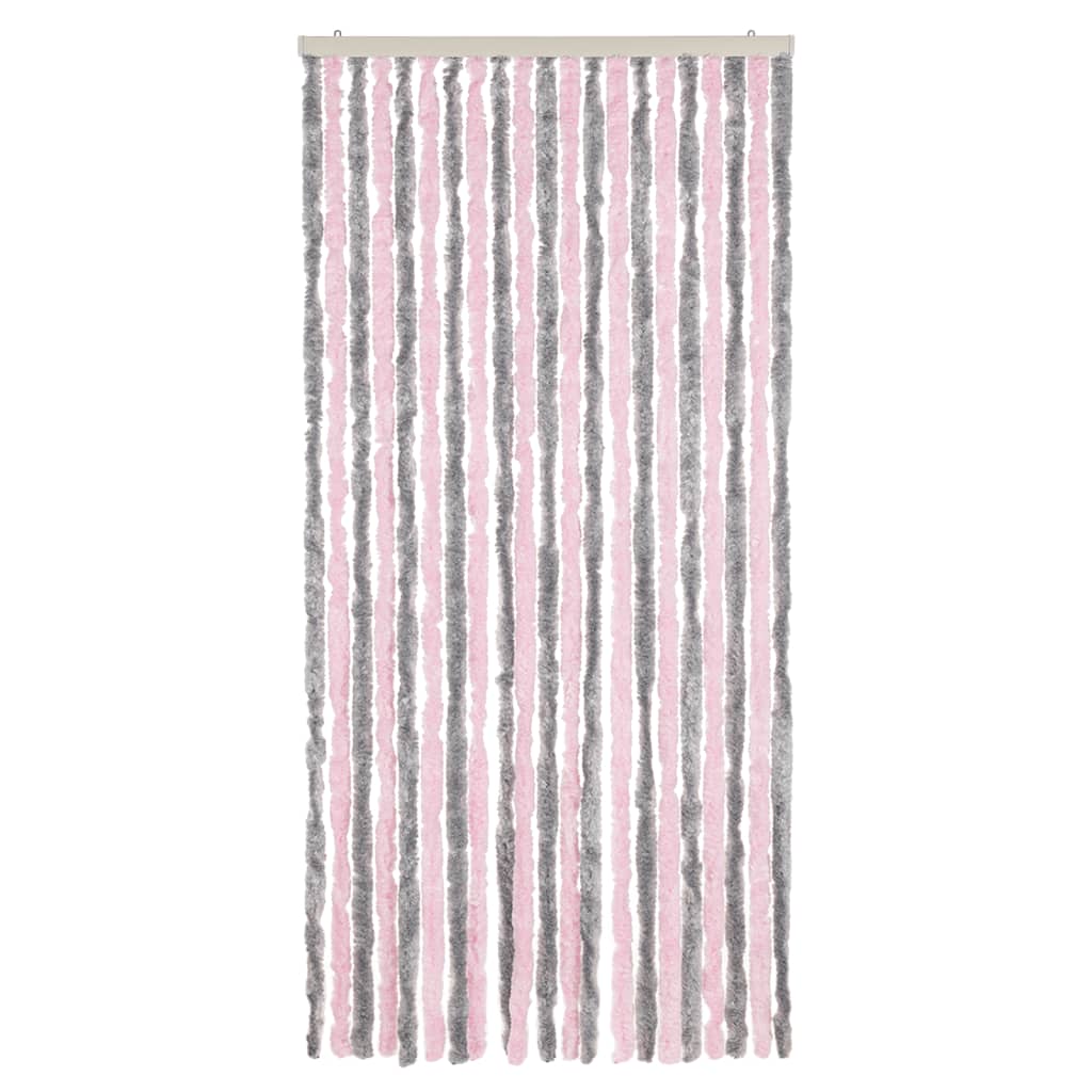 Fliegenvorhang Silber Chenille Grau Und Rosa