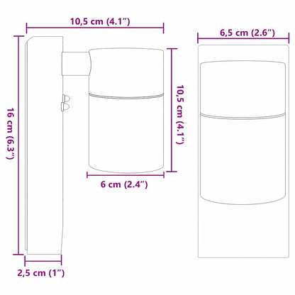 Außenwandleuchte Silber 6,5 X 10,5 X 16 Cm Und Glas
