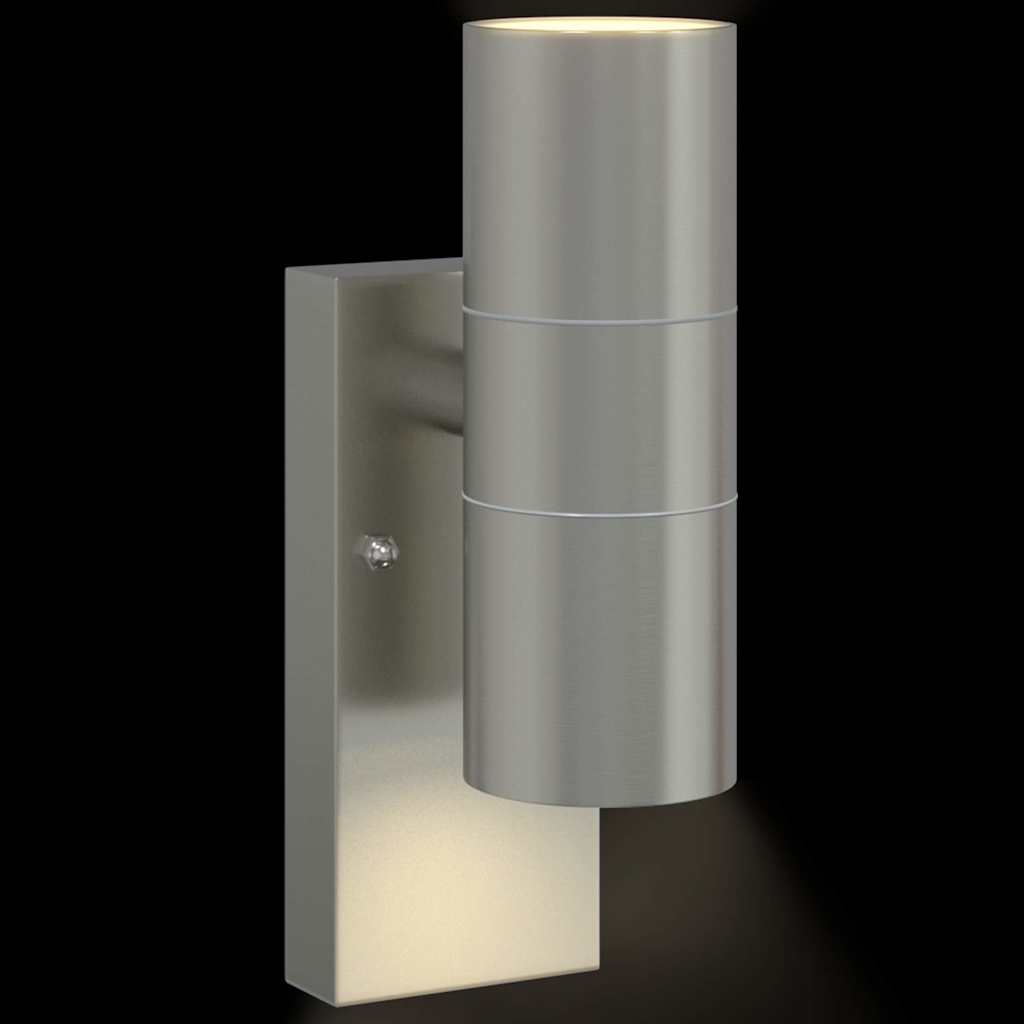 Außenwandleuchte Silber 7 X 10 X 22 Cm Und Glas