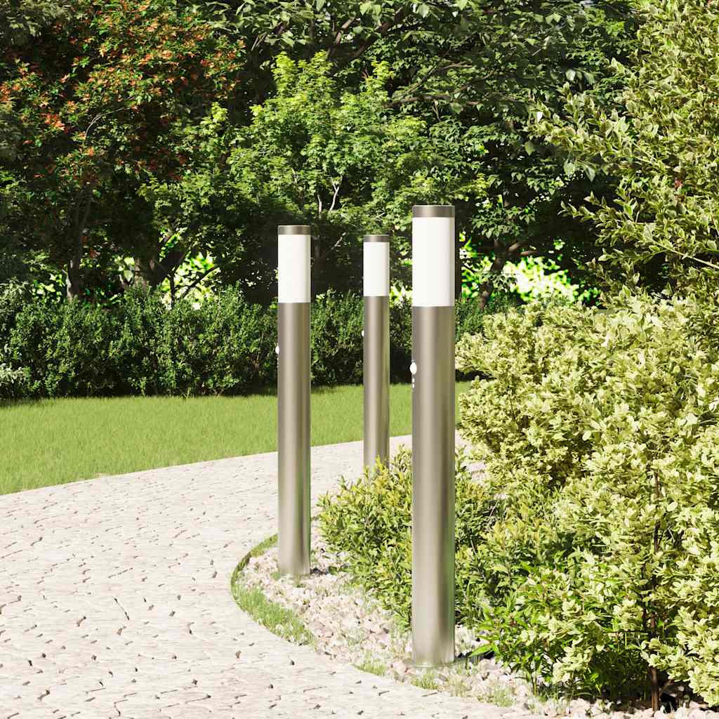 Pollerleuchten Mit Sensor 3Er 80 Cm Edelstahl Ip44