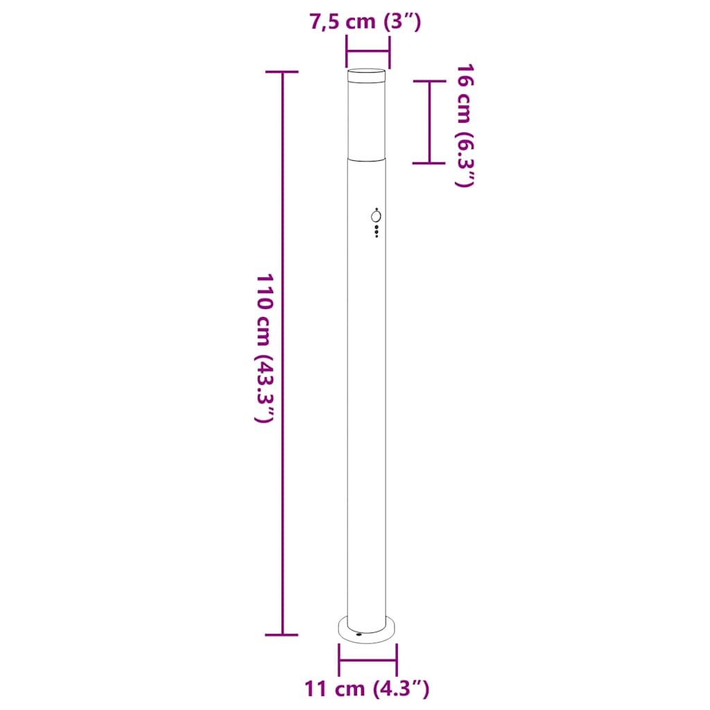 Pollerleuchte Mit Sensor 110 Cm Edelstahl Ip44