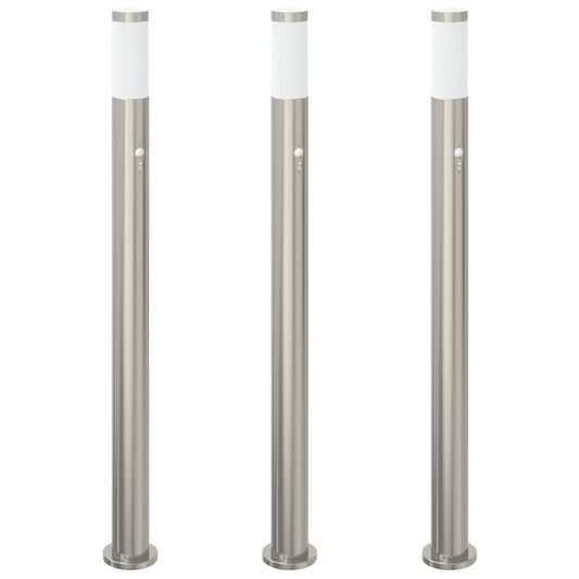 Pollerleuchten Mit Sensor 3Er 110 Cm Edelstahl Ip44