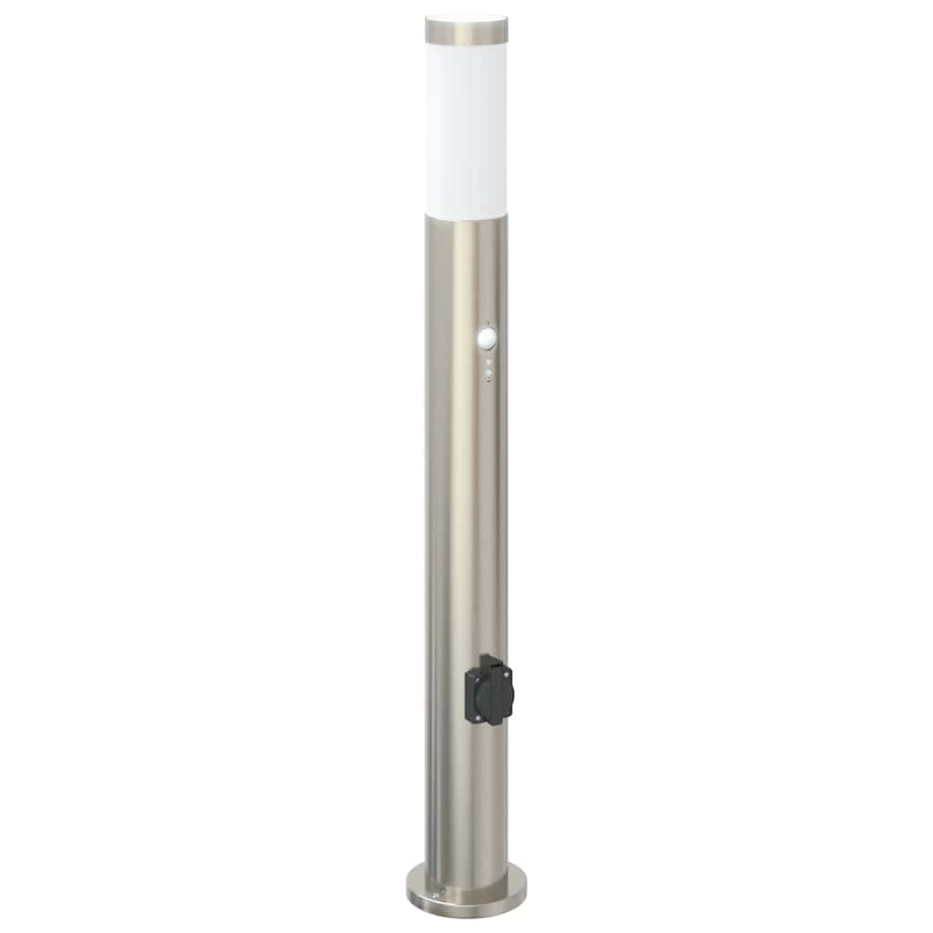 Pollerleuchten Mit Sensor&Steckdose 3Er 80 Cm Edelstahl Ip44