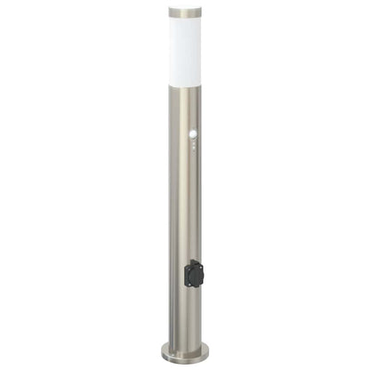 Pollerleuchten Mit Sensor&Steckdose 3Er 80 Cm Edelstahl Ip44