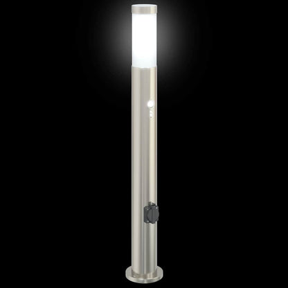 Pollerleuchten Mit Sensor&Steckdose 3Er 80 Cm Edelstahl Ip44