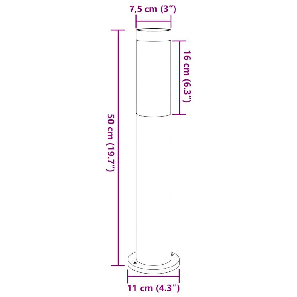 Pollerleuchten 3Er 50 Cm Edelstahl Ip44