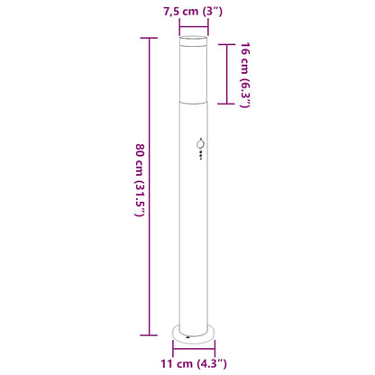 Pollerleuchten Mit Sensor 3Er 80 Cm Edelstahl Ip44