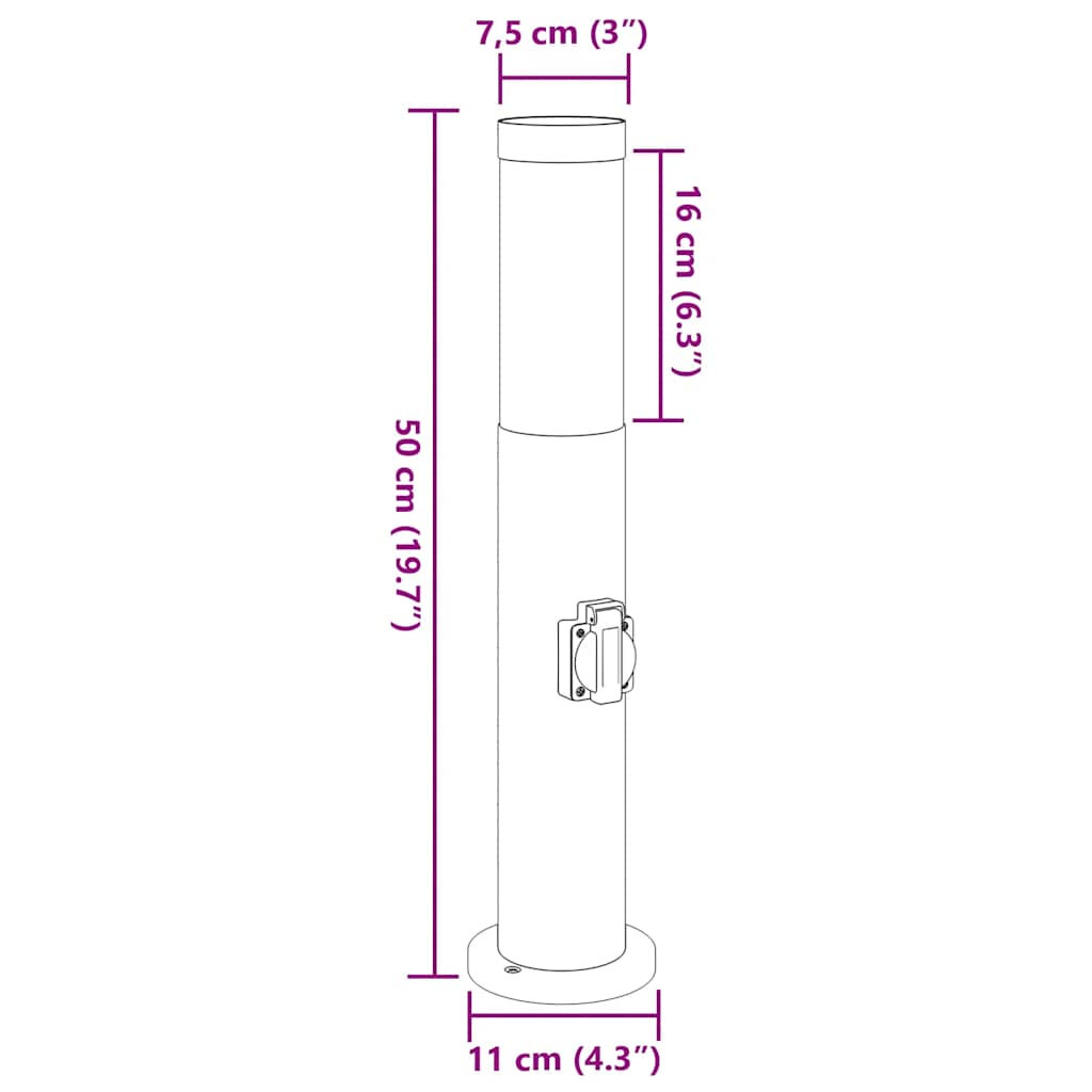Pollerleuchten Mit Auslass 3Er 50 Cm Edelstahl Ip44