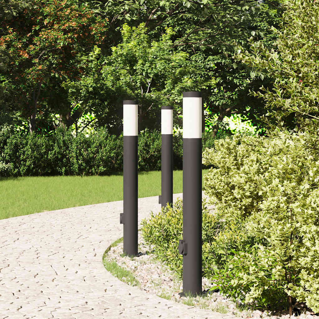 Pollerleuchten Mit Auslass 3Er 80 Cm Edelstahl Ip44