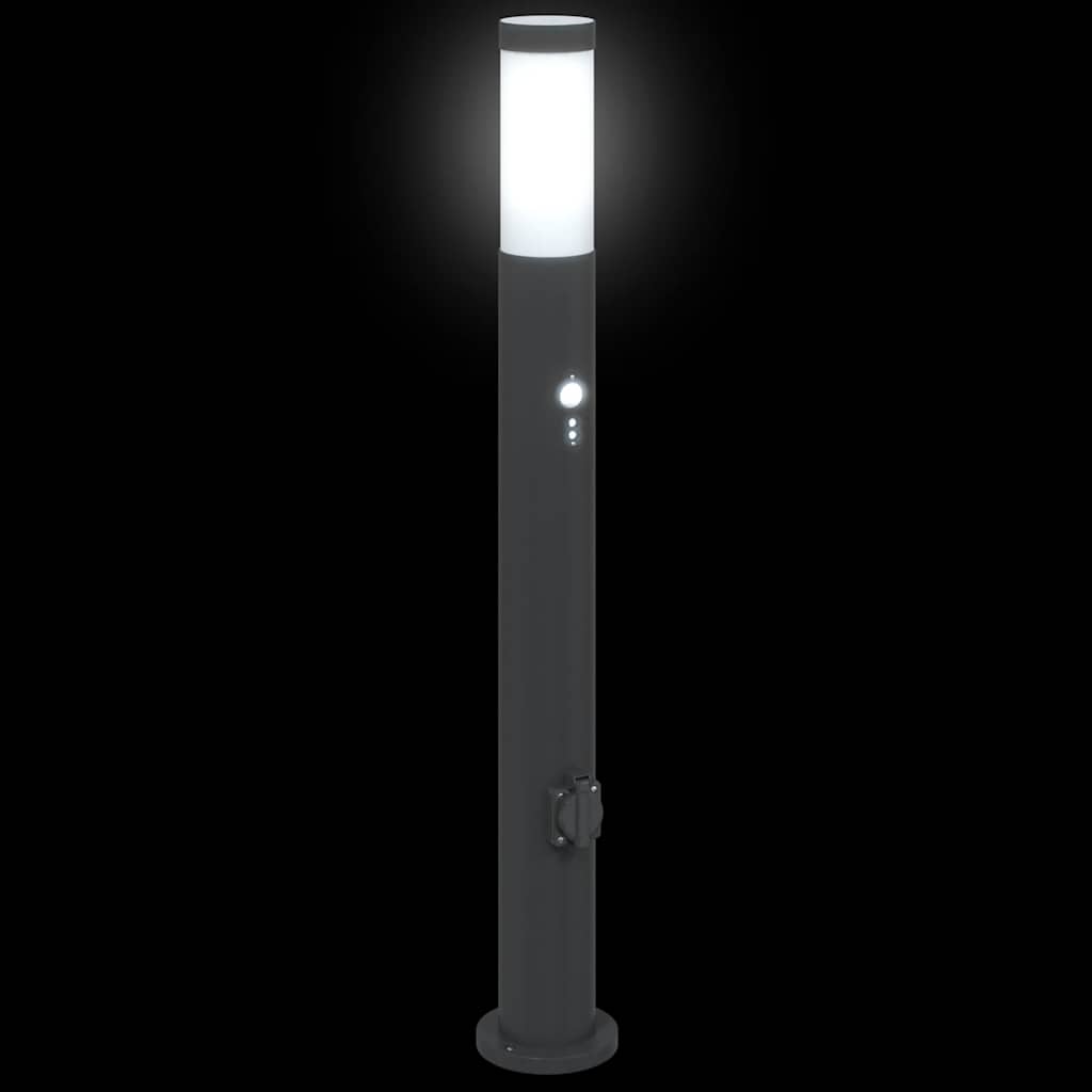 Pollerleuchte Mit Sensor&Steckdose 80 Cm Edelstahl Ip44