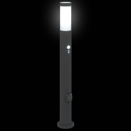 Pollerleuchte Mit Sensor&Steckdose 80 Cm Edelstahl Ip44