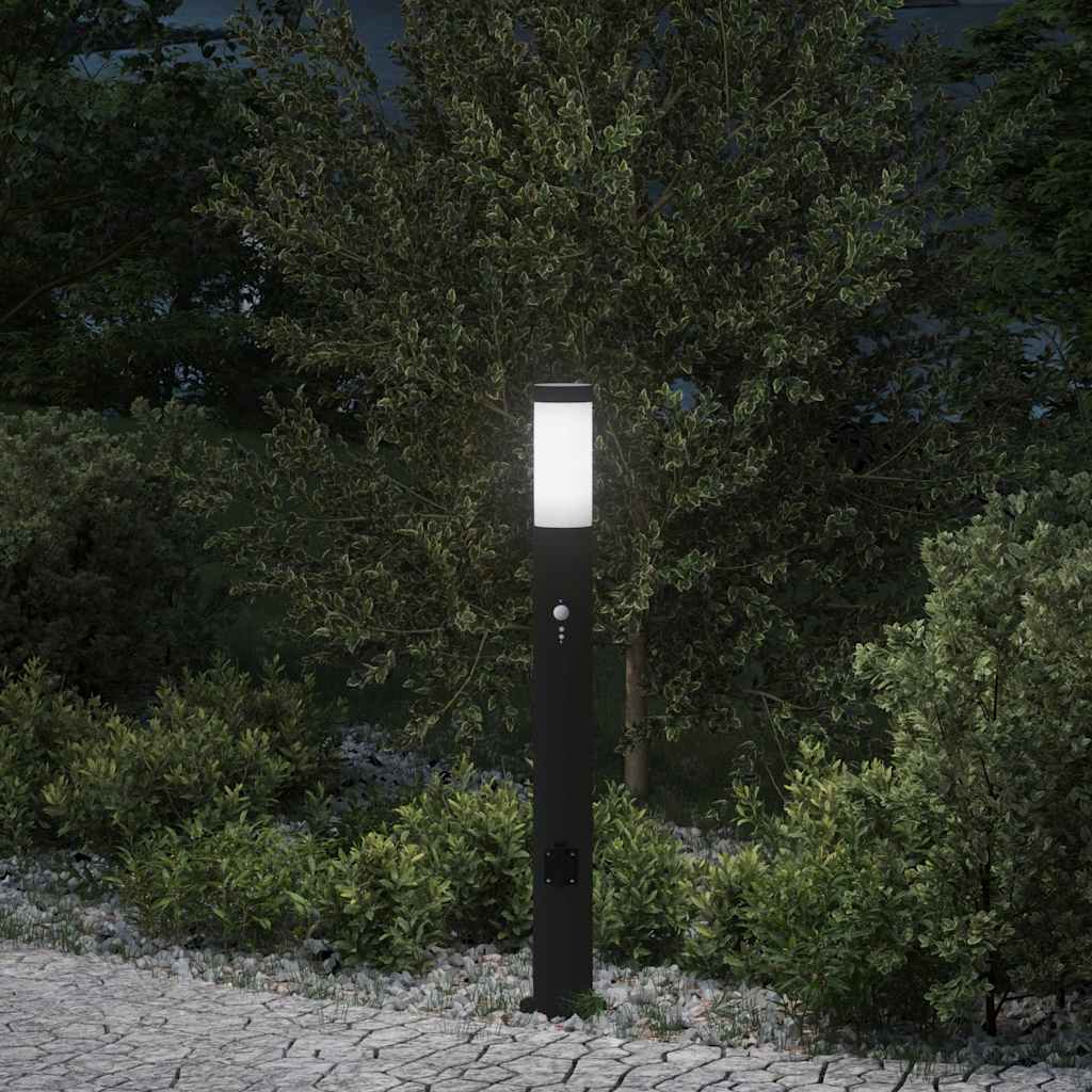Pollerleuchte Mit Sensor&Steckdose 80 Cm Edelstahl Ip44