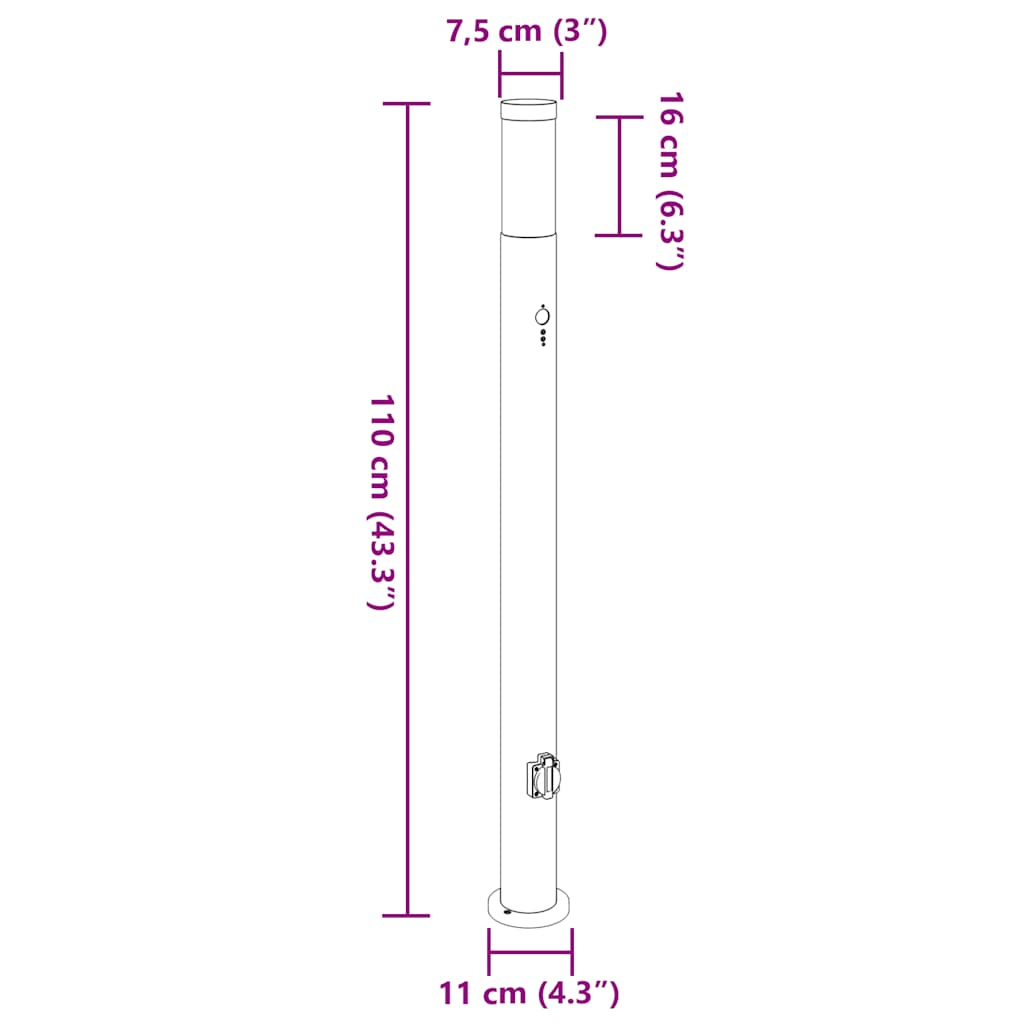 Pollerleuchten Mit Sensor&Steckdose 3Er 110 Cm Edelstahl Ip44