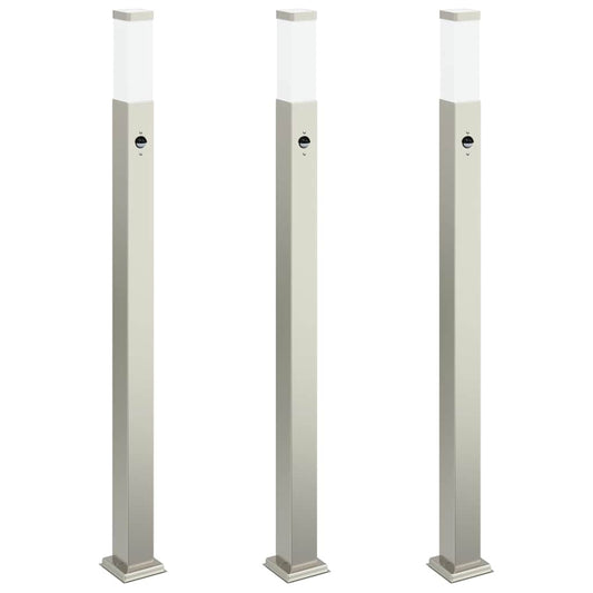 Pollerleuchten Mit Sensor 3 Stk. 110 Cm Edelstahl Ip44