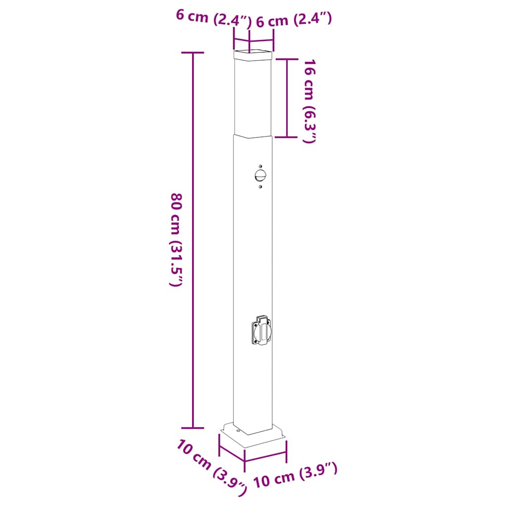 Pollerleuchten Mit Sensor&Steckdose 3 Stk. 80 Cm Edelstahl Ip44