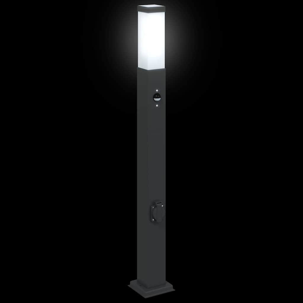 Pollerleuchten Mit Sensor&Steckdose 3 Stk. 80 Cm Schwarz Ip44