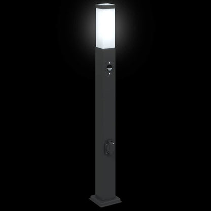 Pollerleuchten Mit Sensor&Steckdose 3 Stk. 80 Cm Schwarz Ip44