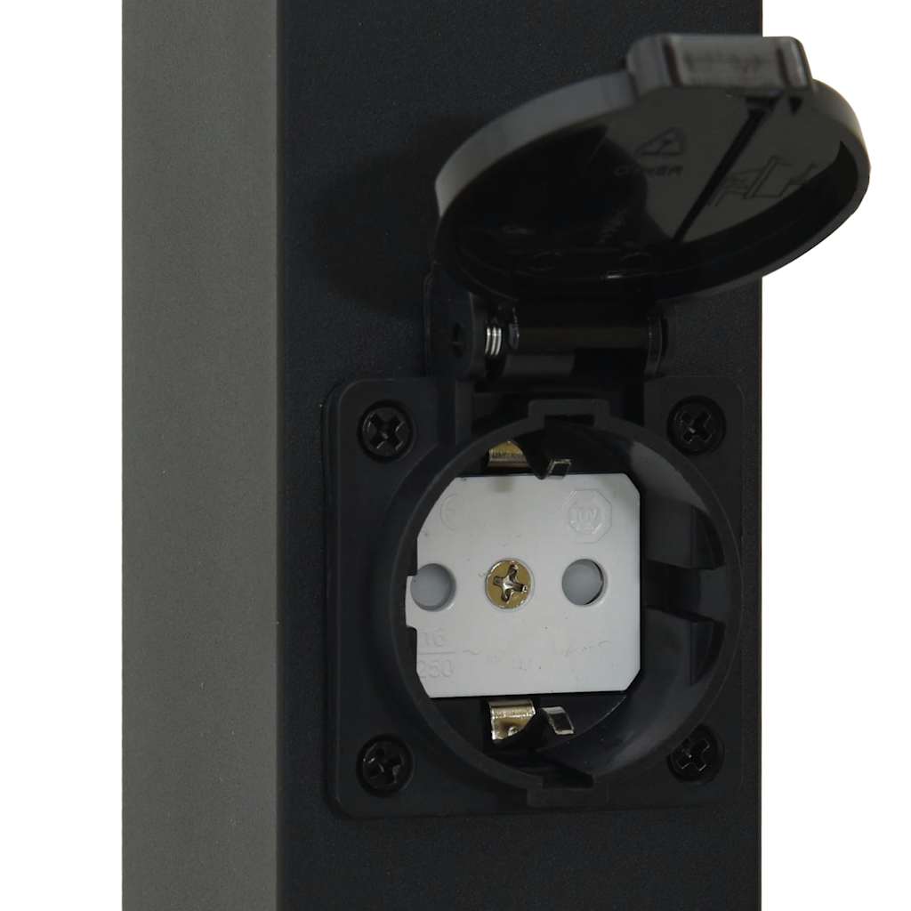 Pollerleuchten Mit Sensor&Steckdose 3 Stk. 80 Cm Schwarz Ip44