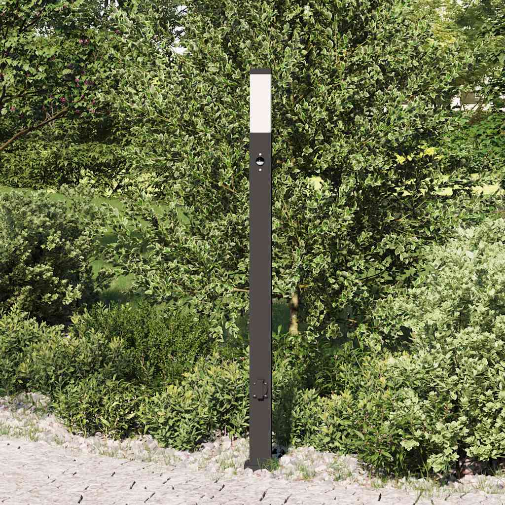 Pollerleuchte Mit Sensor Und Steckdose 110 Cm Schwarz Ip44