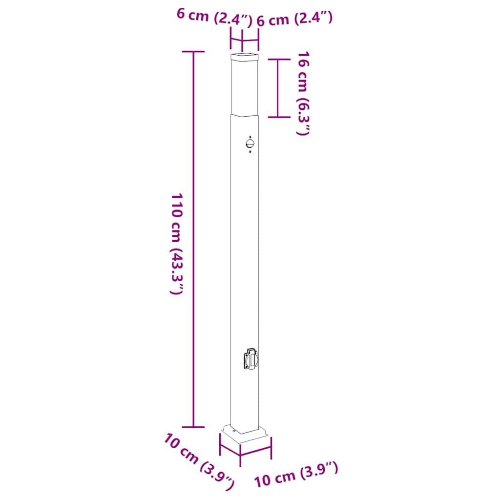 Pollerleuchten Mit Sensor&Steckdose 3 Stk. 110 Cm Schwarz Ip44