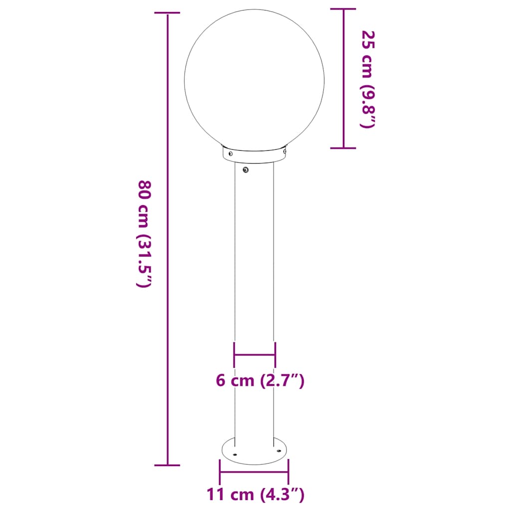 Pollerleuchten 3 Stück 80 Cm Edelstahl Ip44