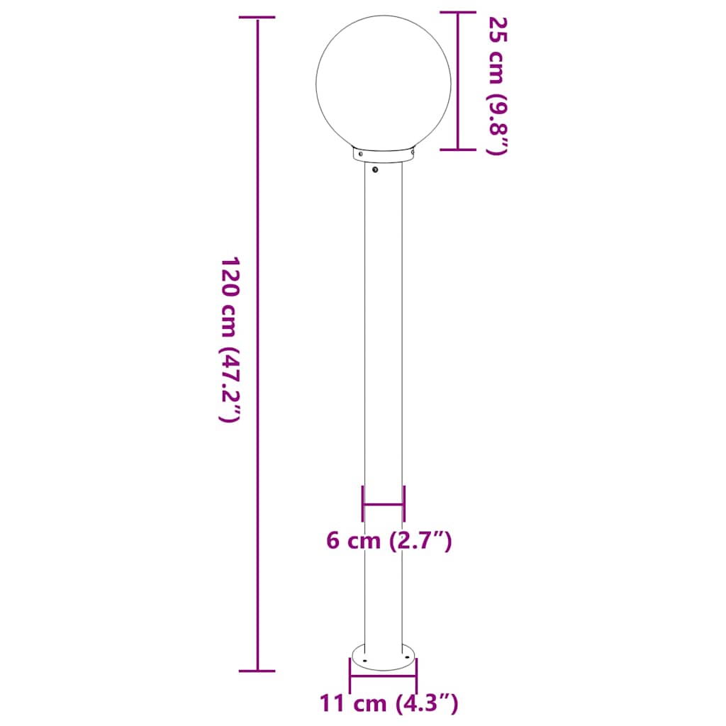 Pollerleuchten 3 Stk. 120 Cm Edelstahl Ip44