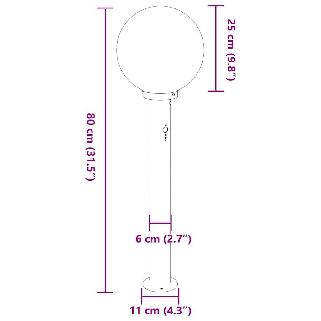 Pollerleuchte Mit Sensor 80 Cm Edelstahl Ip44