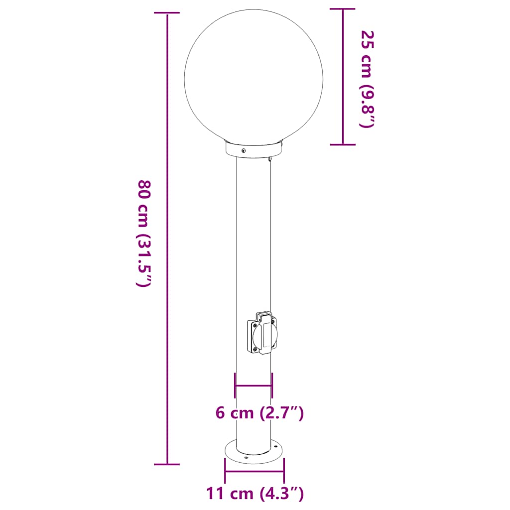 Pollerleuchten Mit Auslass 3 Stk. 80 Cm Edelstahl Ip44