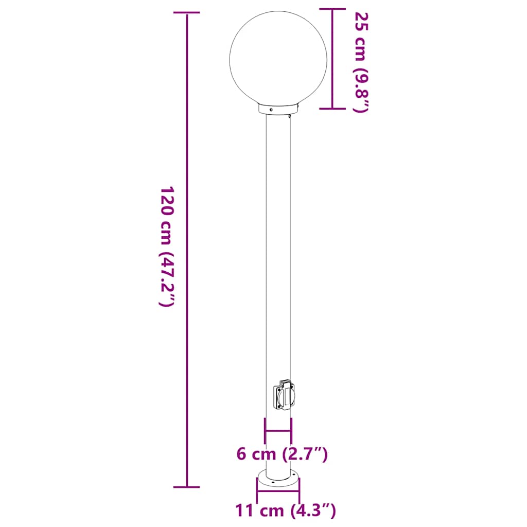 Pollerleuchten Mit Auslass 3 Stk. 120 Cm Edelstahl Ip44