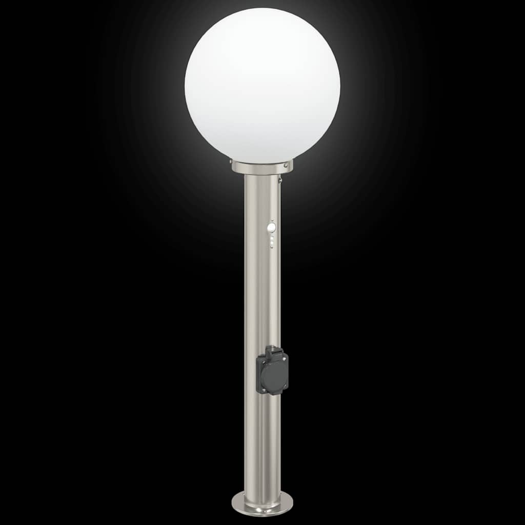 Pollerleuchte Mit Sensor&Steckdose 80 Cm Edelstahl Ip44