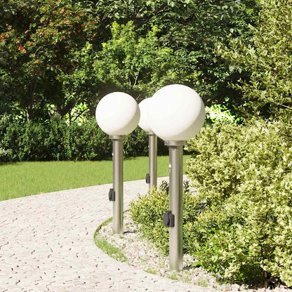 Pollerleuchten Mit Sensor&Steckdose 3 Stk. 80 Cm Edelstahl Ip44