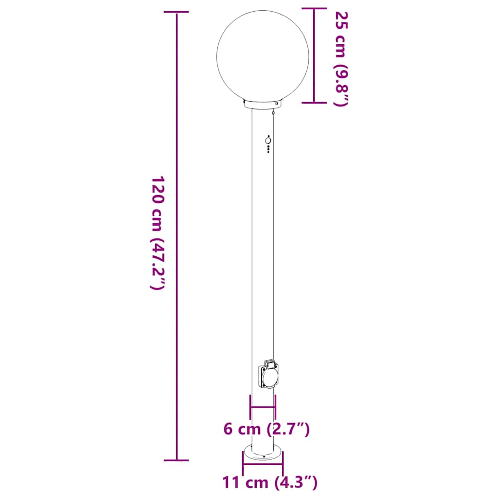 Pollerleuchte Mit Sensor Und Steckdose 120 Cm Edelstahl Ip44