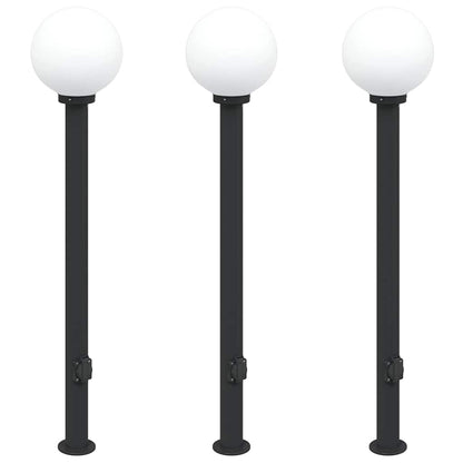 Pollerleuchten Mit Steckdose 3 Stk. 120 Cm Schwarz Ip44