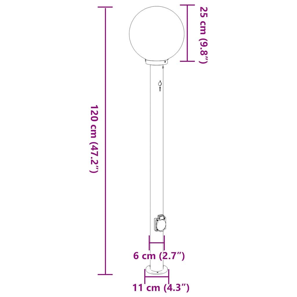 Pollerleuchte Mit Sensor Und Steckdose 120 Cm Schwarz Ip44