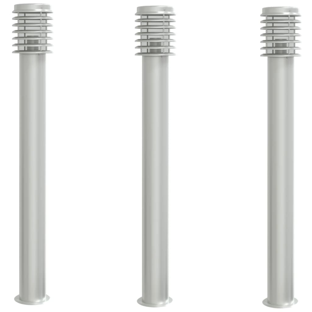Wegeleuchten 3 Stk. N 110 Cm Edelstahl Silber
