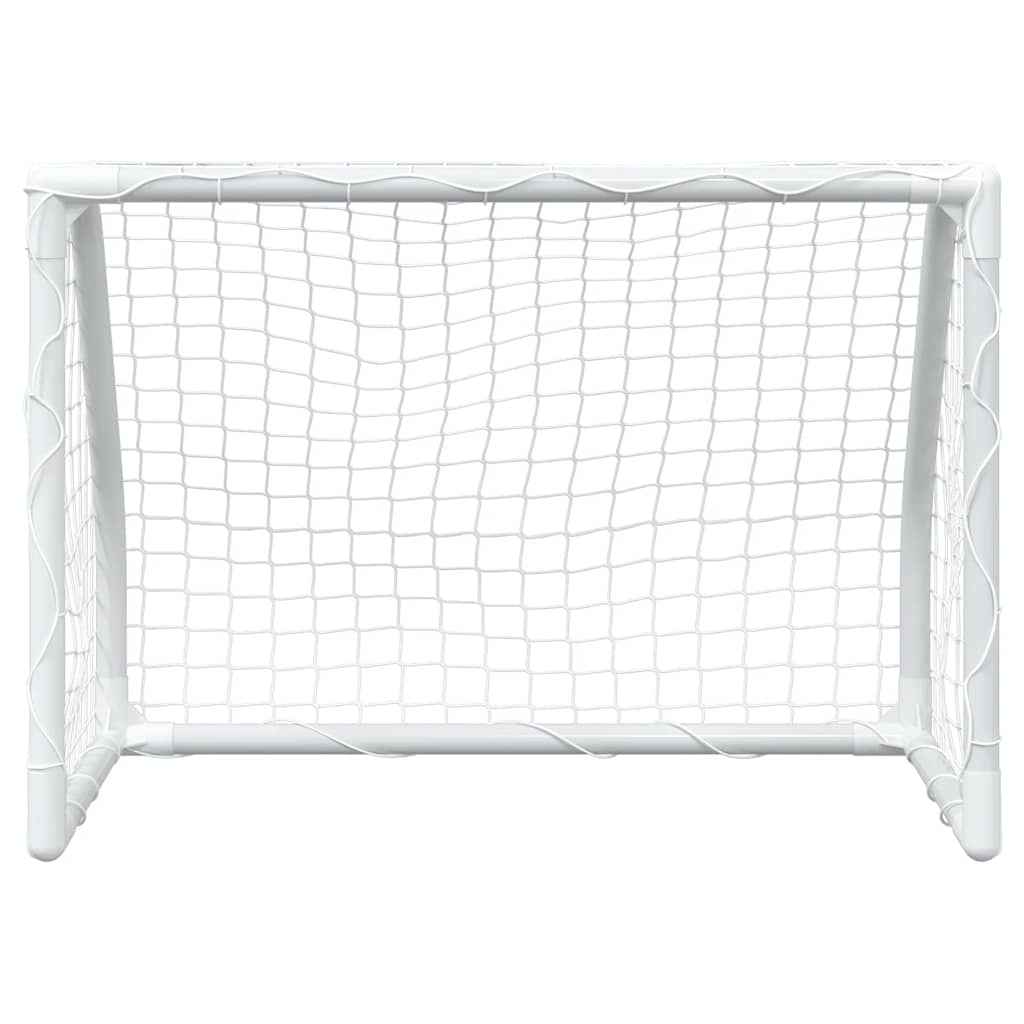 Fußballtore Für Kinder 2 Stk. Mit Ball Weiß 64X35X48 Cm Metall