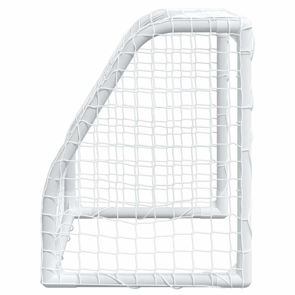 Fußballtore Für Kinder 2 Stk. Mit Ball Weiß 64X35X48 Cm Metall