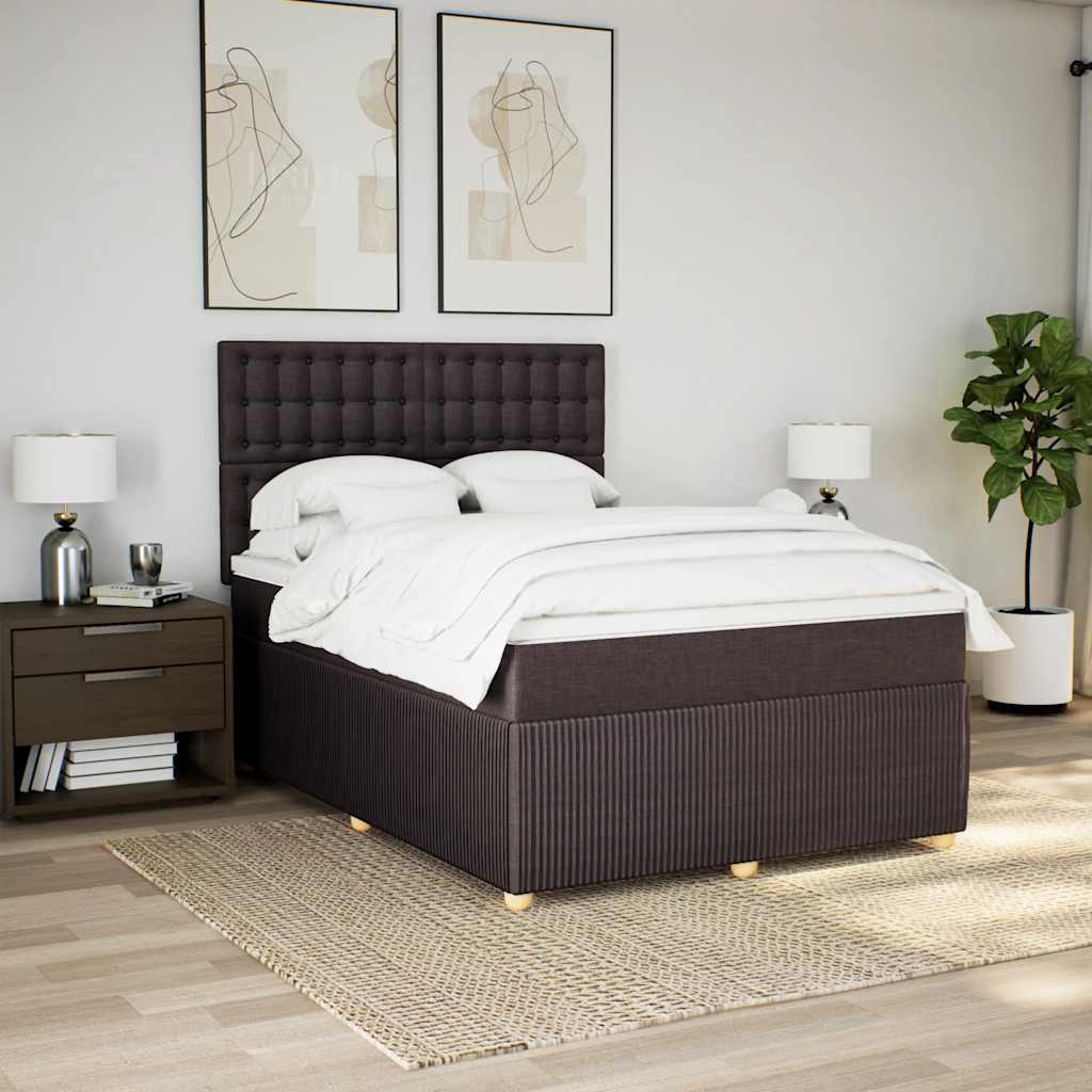 Boxspringbett Mit Matratze Stoff Dunkelbraun