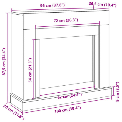 Kaminumrandung -Optik 100X30X87,5 Cm Holzwerkstoff