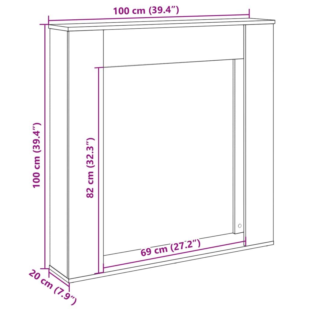 Kaminumrandung 100X20X100 Cm Holzwerkstoff
