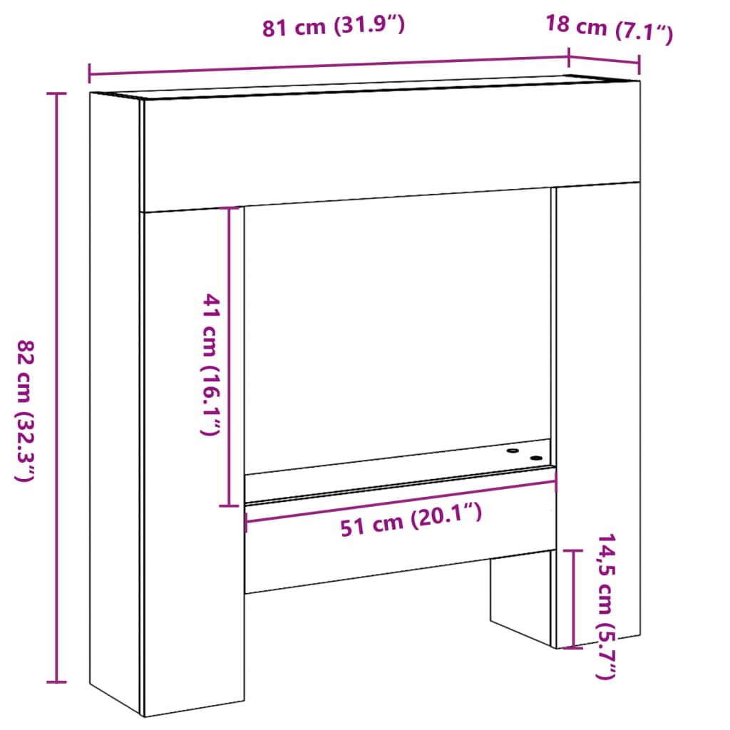 Kaminumrandung 81X18X82 Cm Holzwerkstoff