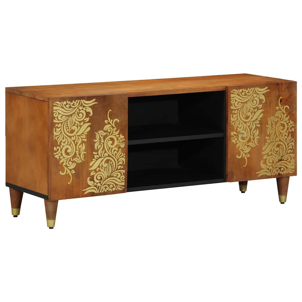 Tv-Schränk Mit Tür 105 X 33 X 46 Cm Massivholz Mango