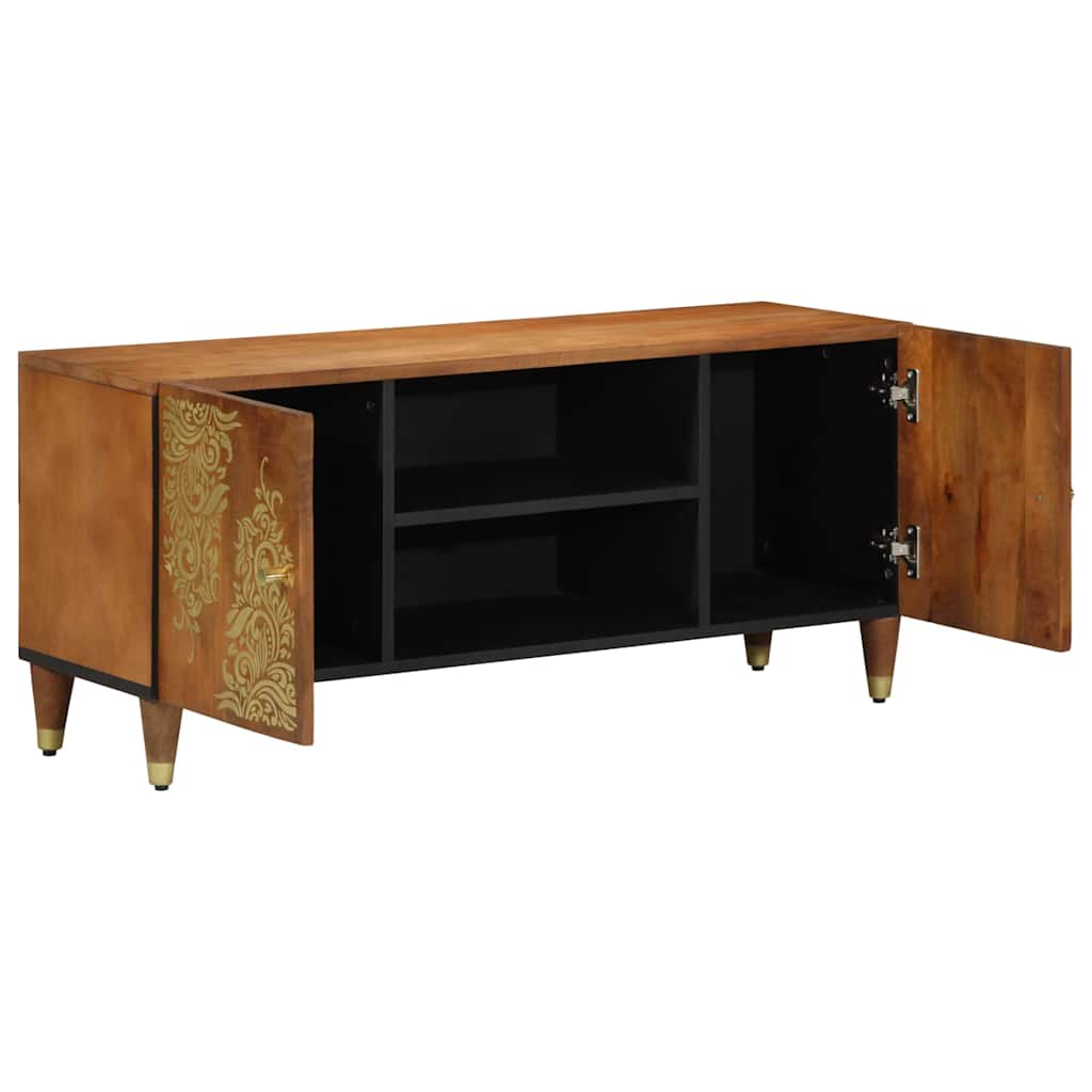 Tv-Schränk Mit Tür 105 X 33 X 46 Cm Massivholz Mango