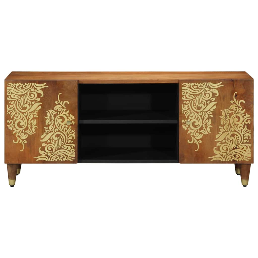 Tv-Schränk Mit Tür 105 X 33 X 46 Cm Massivholz Mango