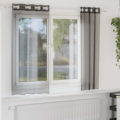 Voile Vorhänge 2 Stk. Schwarz